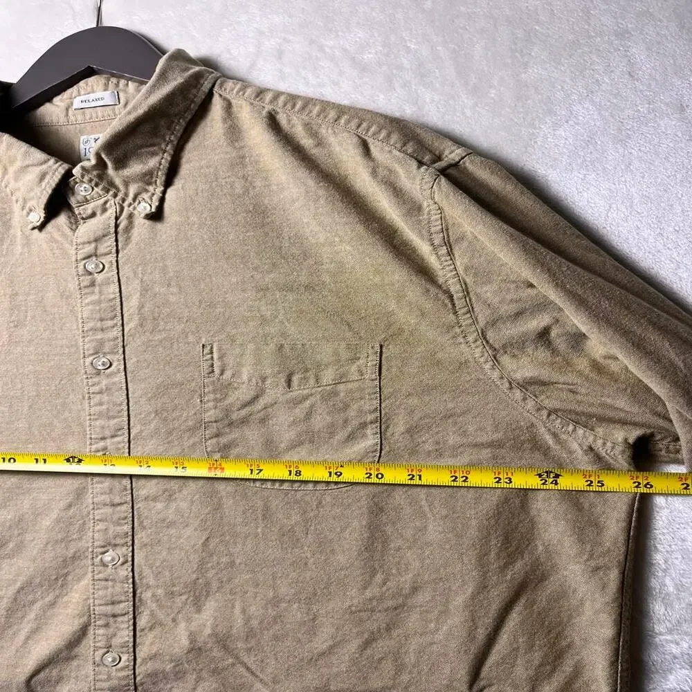 J Crew Cotton Oxford Button Down Relaxed Fit Men's 2XL 3XL Classic Neutral Beige